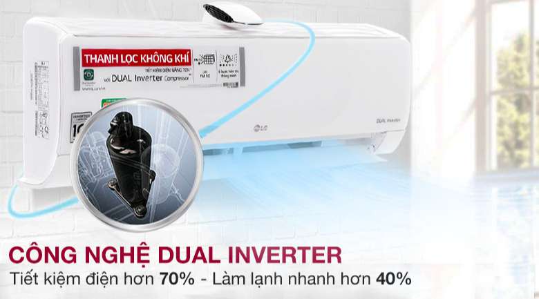 Máy nén Dual Inverter - Điều hòa LG Wifi Inverter 9000 BTU V10APF