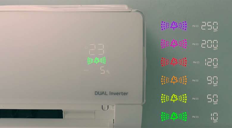 Màn hình hiển thị chất lượng trong không khí - Điều hòa LG Wifi Inverter 12000 BTU V13APF