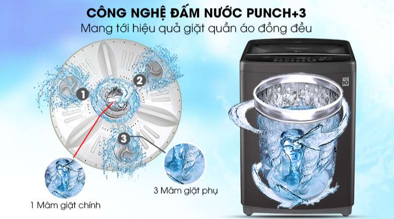 Máy giặt LG Inverter 10.5 kg T2350VSAB-Công nghệ đấm nước Punch+3 đảo trộn đều quần áo