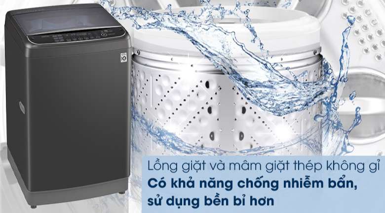 Máy giặt LG Inverter 11 kg TH2111SSAB có lồng giặt làm bằng thép không gỉ