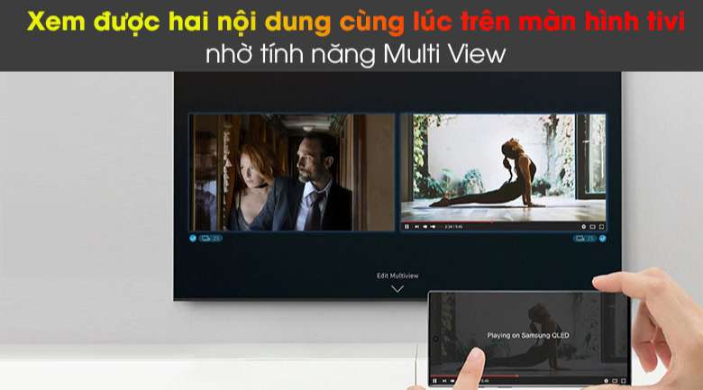 Smart Tivi QLED Samsung 4K 85 inch QA85Q60A - Xem được nhiều nội dùng cùng 1 lúc nhờ tính năng Multi View