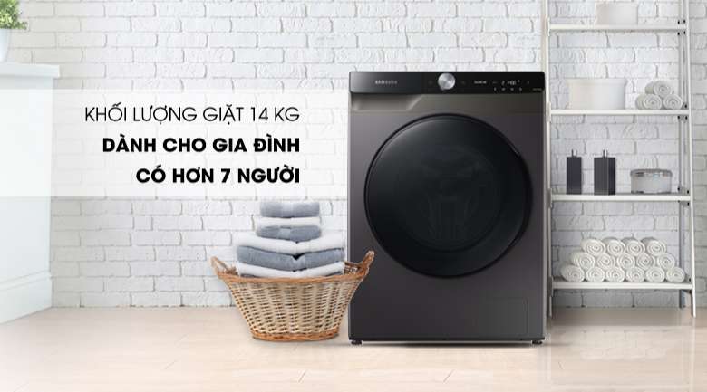 Máy giặt sấy Samsung WD14TP44DSB/SV - khối lượng