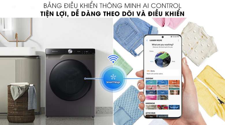 Máy giặt sấy Samsung WD14TP44DSB/SV - AI Control