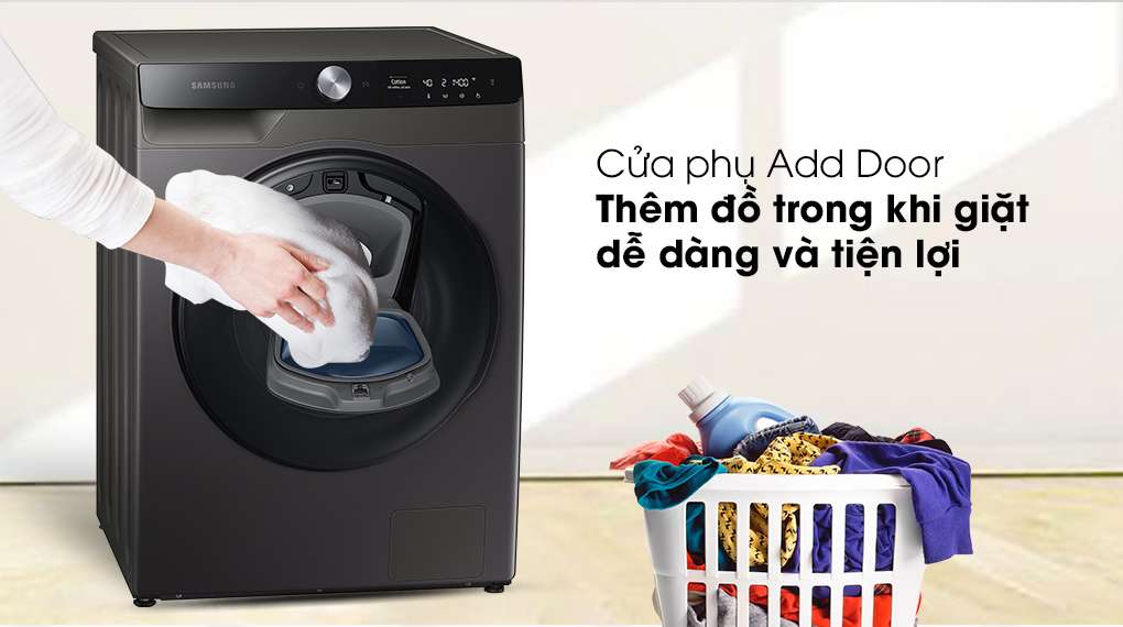 Máy giặt sấy Samsung Addwash Inverter 9.5kg WD95T754DBX/SV-Trang bị cửa phụ AddWash tiện lợi khi thêm đồ giặt bất kỳ lúc nào