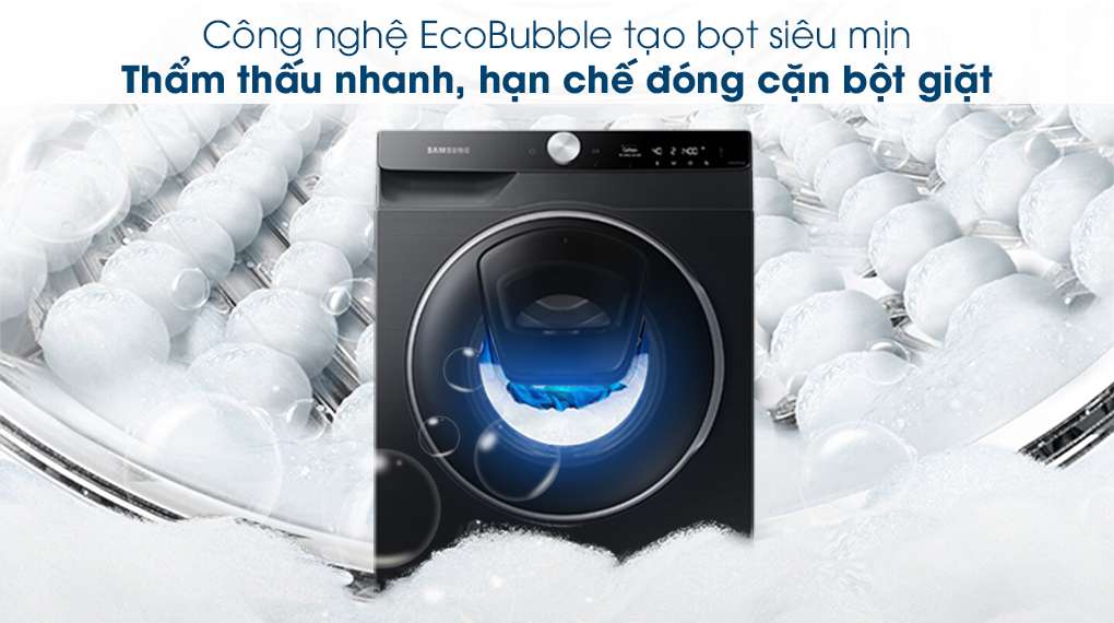 Máy giặt Samsung AI AddWash Inverter 12kg WW12TP94DSB/SV - Giặt bong bóng EcoBubble