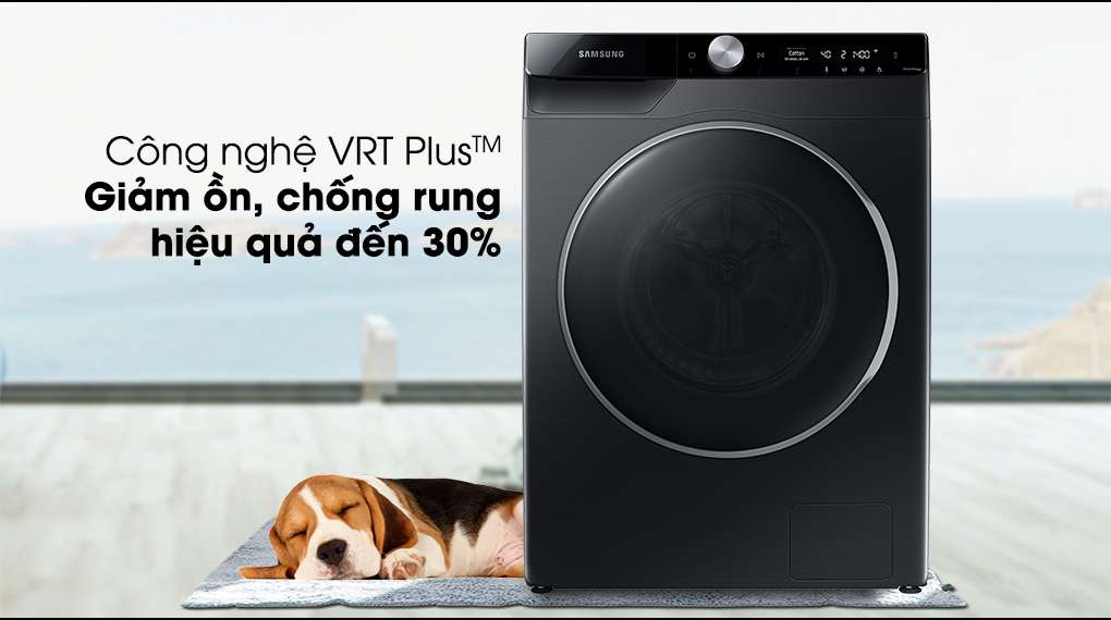 Máy giặt Samsung Inverter 10kg WW10TP44DSB/SV-Giảm thiểu độ ồn, chống rung tốt với công nghệ VRT Plus™