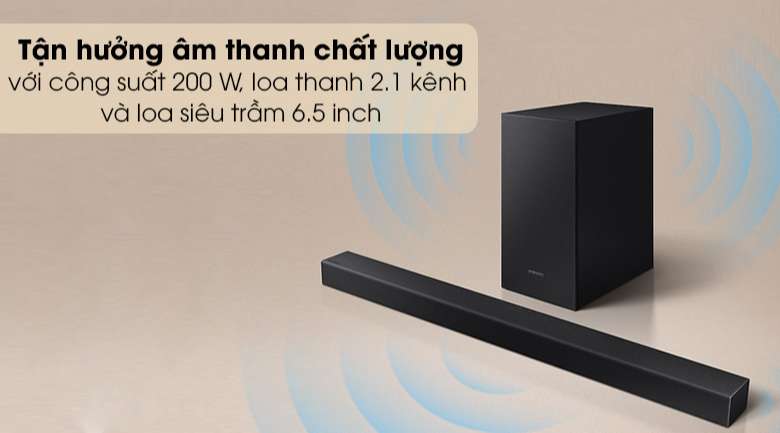 Loa thanh SAMSUNG HW-T450 - Loa thanh 2.1 kênh và loa siêu trầm 6.5 inch