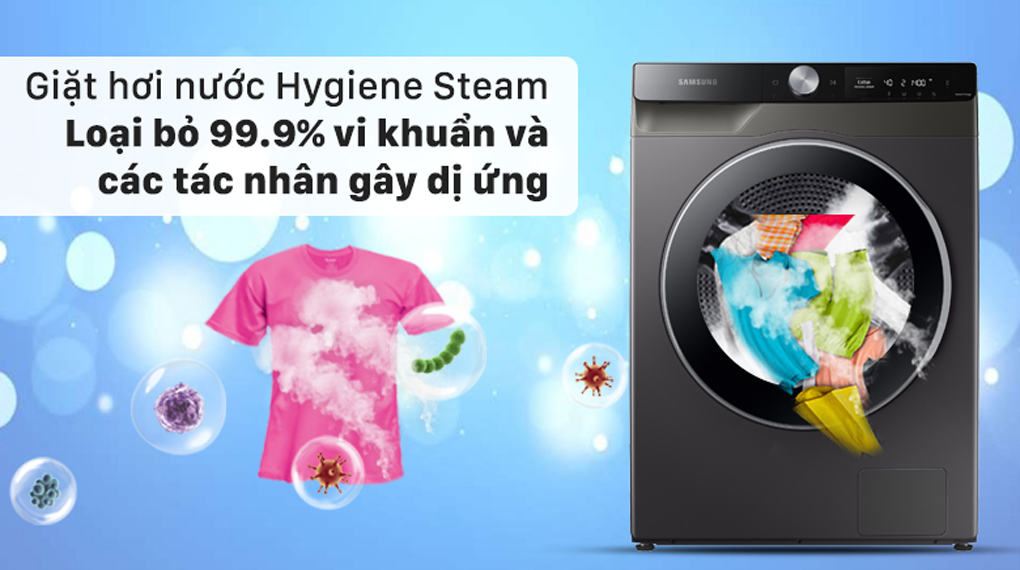 Máy giặt Samsung AI Inverter 10 kg WW10T634DLX/SV - Công nghệ giặt hơi nước Hygiene Steam
