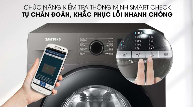 Máy giặt Samsung Inverter 9.5kg WW95TA046AX/SV - Chẩn đoán sự cố và khắc phục lỗi nhanh chóng với Smart Check