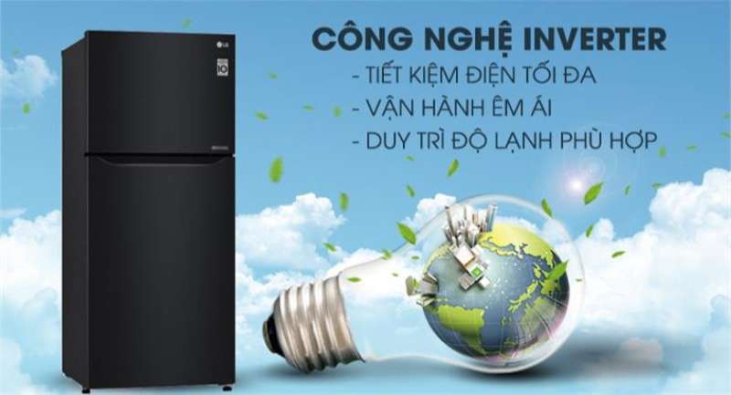 Tủ lạnh LG Inverter 187 lít GN-L205WB-Tiết kiệm điện, chạy êm ái nhờ công nghệ biến tần Inverter