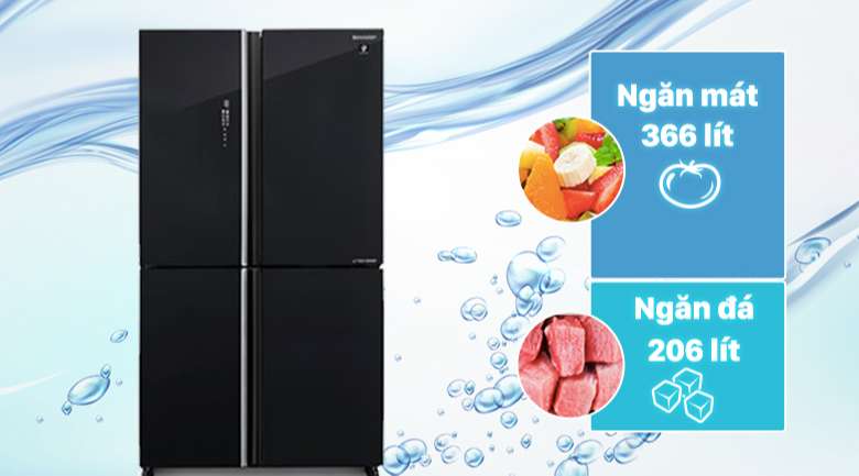Tủ lạnh Sharp Inverter 572 lít SJ-FXP640VG-BK - Dung tích 572 lít rộng rãi