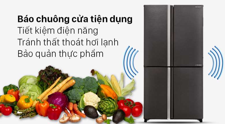 Tủ lạnh Sharp Inverter 572 lít SJ-FX640V-SL - Báo chuông cửa tiện lợi