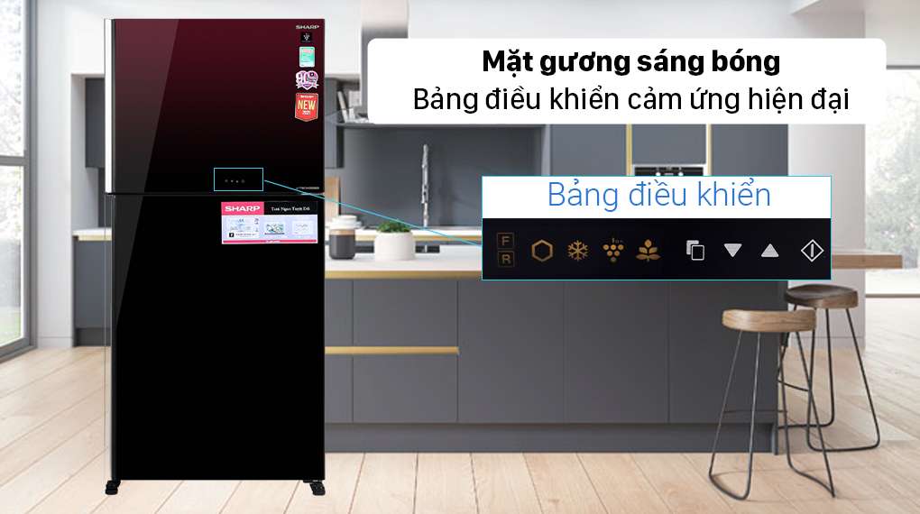 Tủ lạnh Sharp Inverter 520 lít SJ-XP570PG-MR - Thiết kế mặt gương sáng bóng