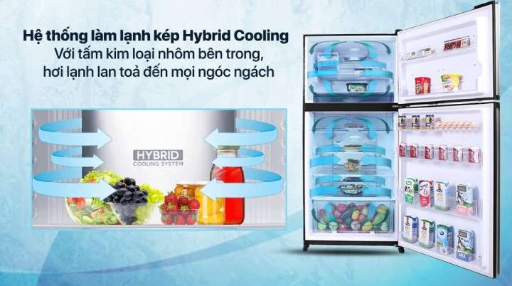 Tủ lạnh Sharp Inverter 604 lít SJ-XP660PG-SL - Công nghệ làm lạnh kép Hybrid Cooling