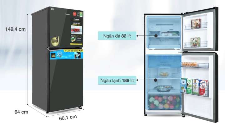 Tủ lạnh Panasonic Inverter 268 lít NR-TV301VGMV - Dung tích 268 lít