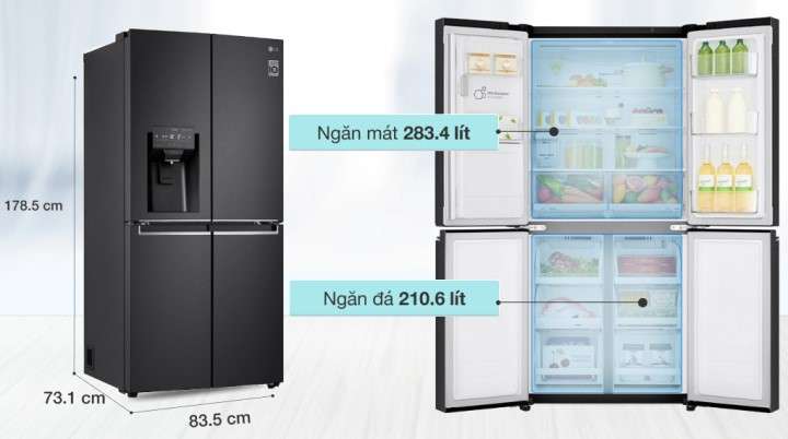 Tủ lạnh LG Inverter 494 lít GR-D22MB - Dung tích