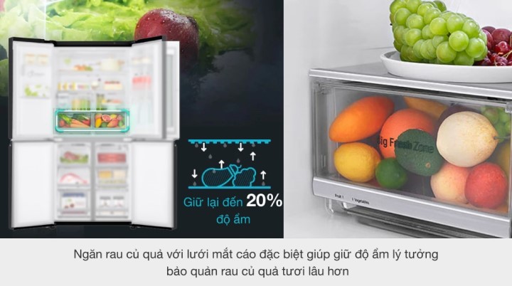 Tủ lạnh LG Inverter 496 lít GR-X22MB - Ngăn rau củ Fresh Zone