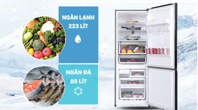 Tủ lạnh Electrolux Inverter 308 lít EBB3442K-H - Dung tích phù hợp cho gia đình từ 3-4 người