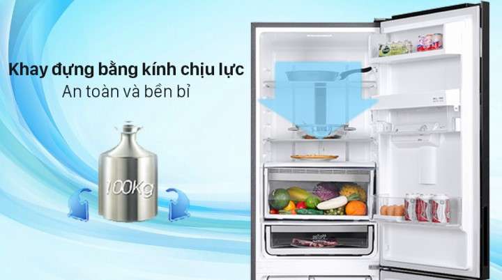 Tủ lạnh Electrolux Inverter 335 lít EBB3742K-H - Khay đựng bằng kính chịu lực