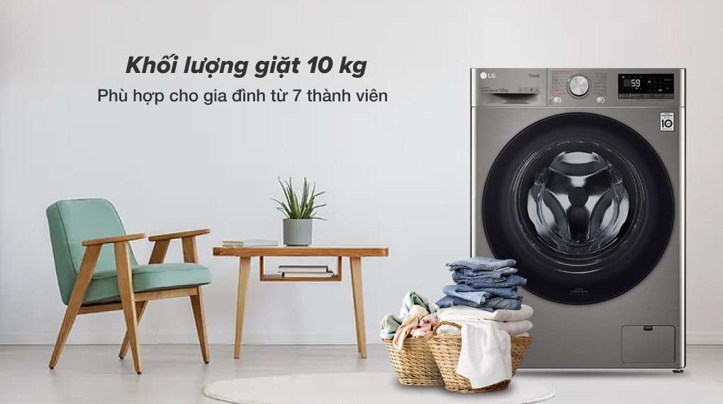 Máy giặt LG Inverter 10 kg FV1410S4P - Khối lượng giặt 10 kg phù hợp cho gia đình từ 7 thành viên