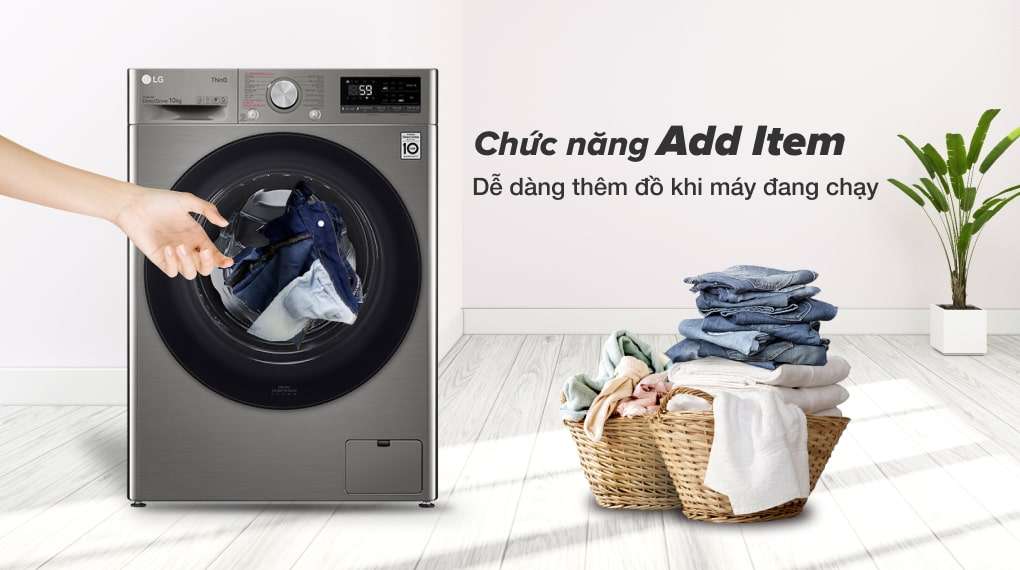 Máy giặt LG Inverter 10 kg FV1410S4P - Hạn chế việc sót quần áo khi giặt với tính năng Add Item