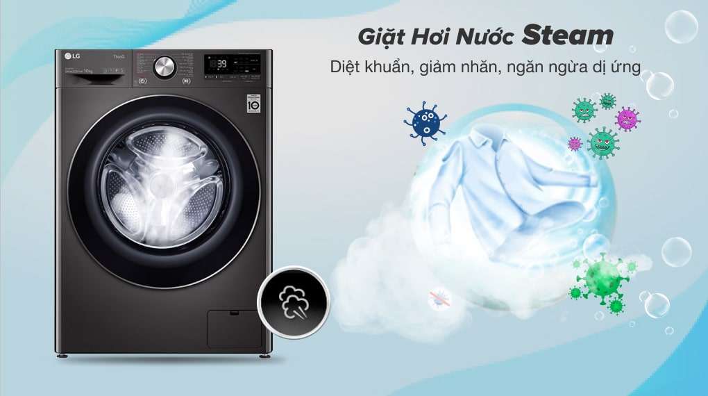Máy giặt LG Inverter 10 kg FV1410S3B - Giặt hơi nước Steam