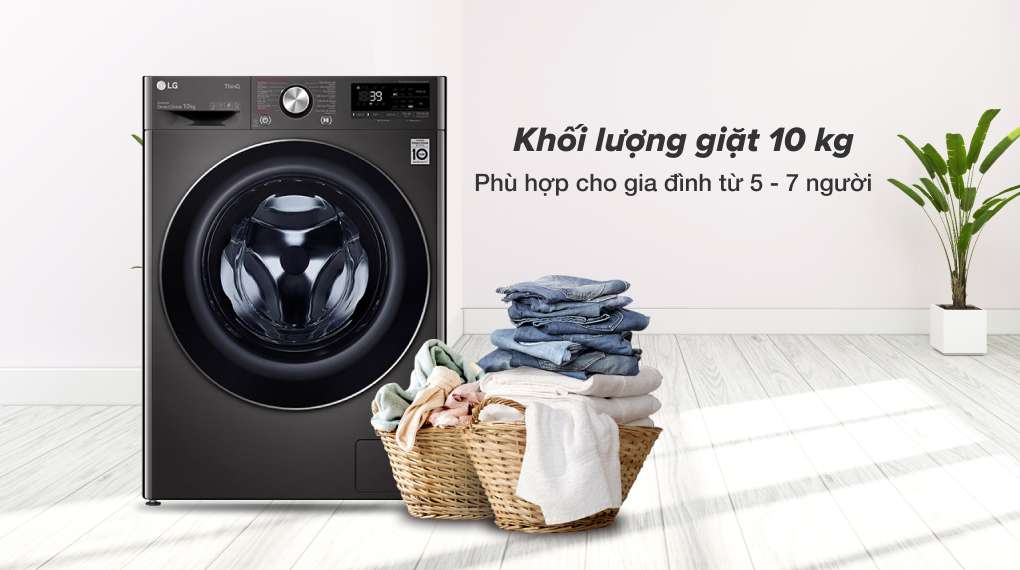 Máy giặt LG Inverter 10 kg FV1410S3B - Khối lượng giặt 10 kg, phù hợp cho gia đình từ 5 - 7 người