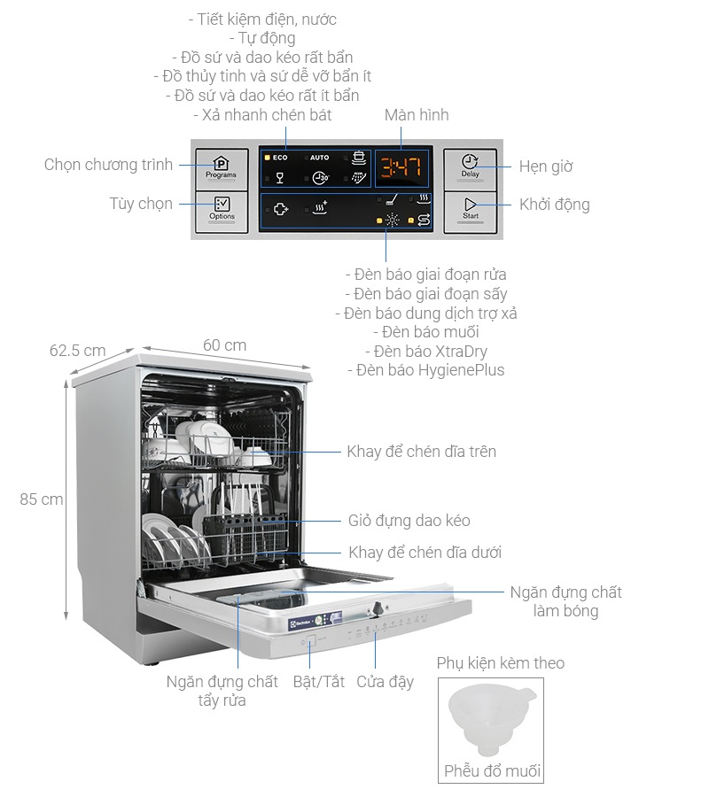 Máy rửa bát độc lập Electrolux ESF5512LOX 