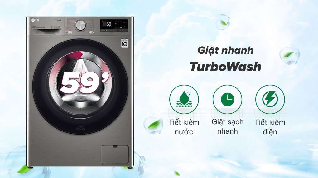 Máy giặt LG Inverter 11 kg FV1411S4P _ TurboWash