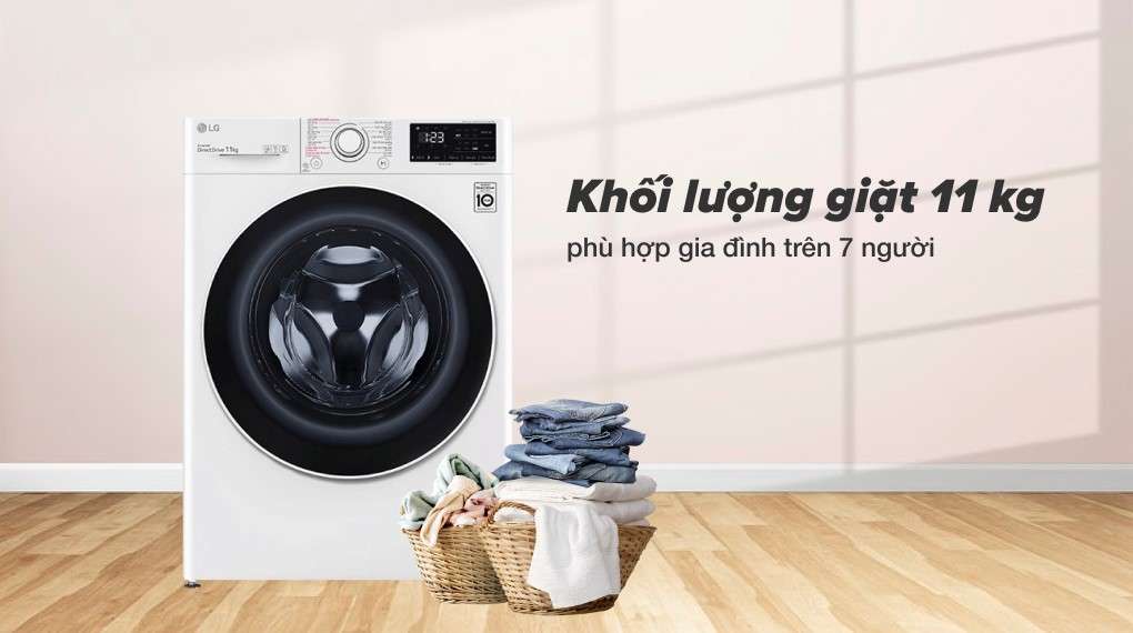 Máy giặt LG Inverter 11 kg FV1411S5W - Khối lượng giặt 11kg