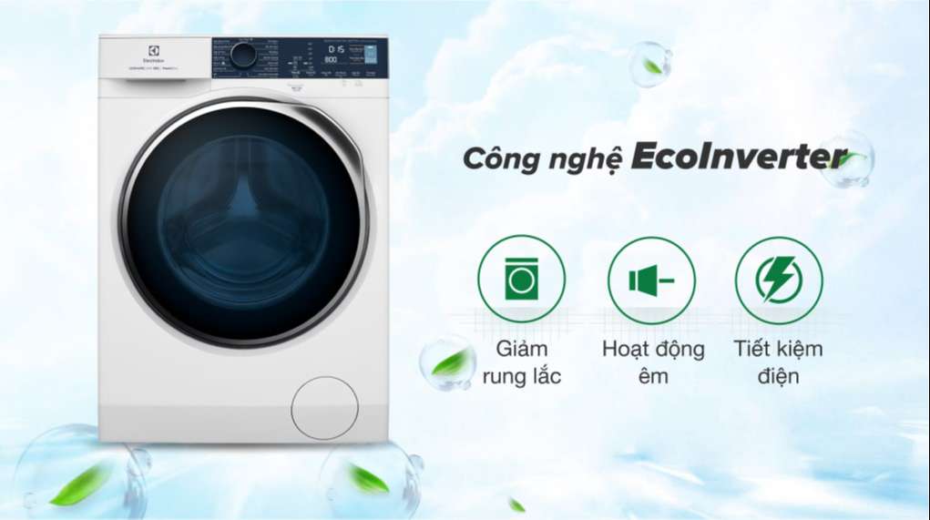 Vận hành êm ái, tiết kiệm điện năng nhờ công nghệ EcoInverter - Máy giặt sấy Electrolux Inverter 10 kg EWW1024P5WB