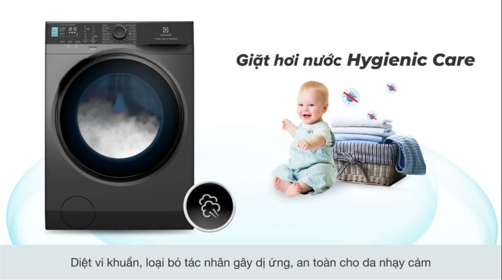 Máy giặt Electrolux Inverter 10 kg EWF1042R7SB - Công nghệ giặt hơi nước Hygienic Care