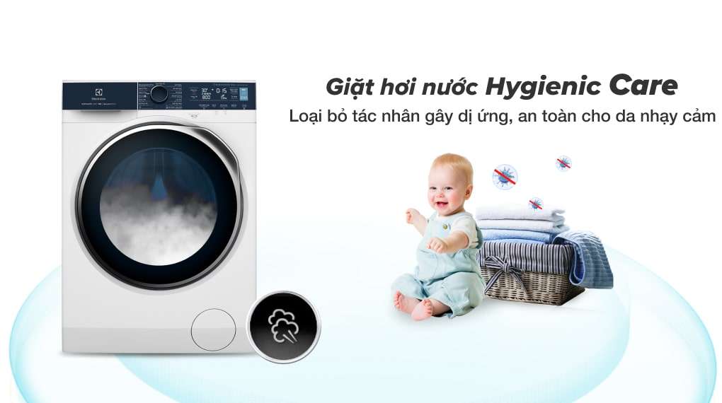 Máy giặt Electrolux 9kg cửa ngang - Giảm nhăn, diệt khuẩn với chức năng giặt hơi nước Hygienic Care