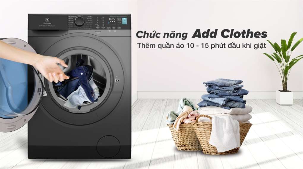 Máy giặt cửa ngang Electrolux 9kg - Tiện lợi khi thêm quần áo bỏ quên ngay cả khi máy đã vận hành