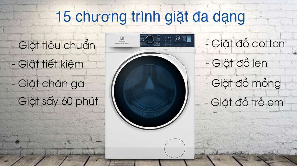 Máy giặt sấy Electrolux Inverter 9 kg EWW9024P5WB-Nhiều sự lựa chọn với chương trình giặt đa dạng