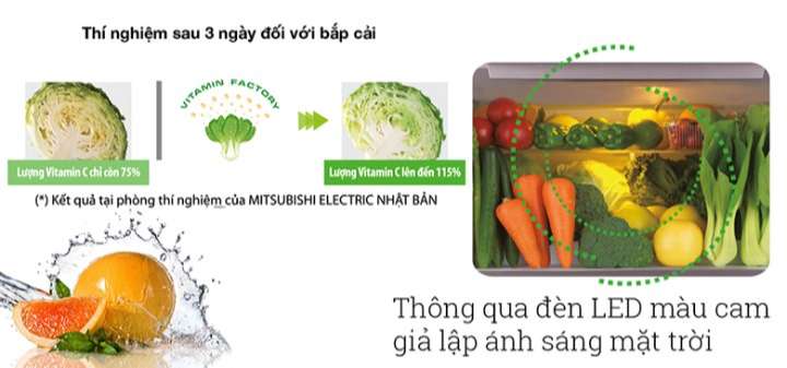 Tủ lạnh Mitsubishi Inverter 450 lít MR-CGX56EP-GBK-V có ngăn rau quả riêng biệt