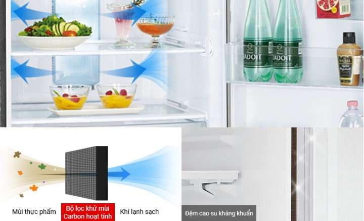Tủ lạnh Mitsubishi Inverter 450 lít MR-CGX56EP-GBR-V với hệ thống khử mùi và đệm cửa kháng khuẩn