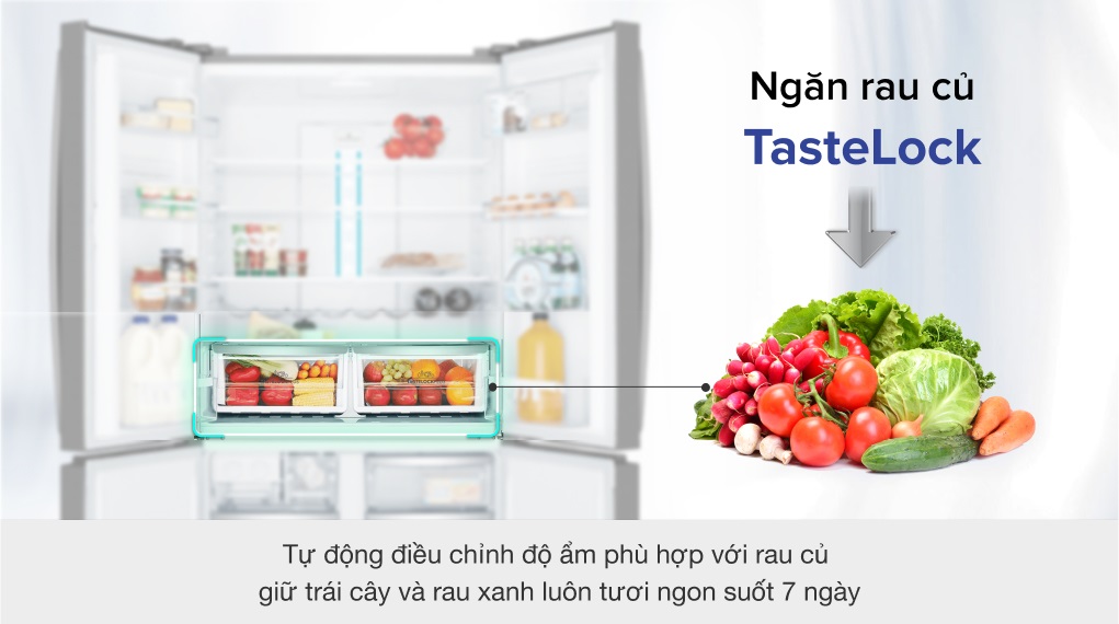 Tủ lạnh Electrolux 4 cánh - Bảo quản rau củ tươi ngon hơn nhờ ngăn rau TasteLock