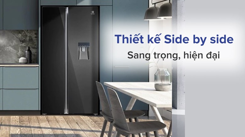 Tủ lạnh Electrolux ESE6645A-BVN - Sang trọng, hiện đại với thiết kế mặt kính và kiểu tủ Side by Side