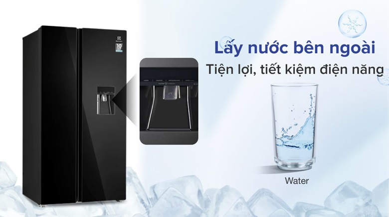 Tủ lạnh Electrolux 619 lít - Tiện lợi với thiết kế lấy nước bên ngoài