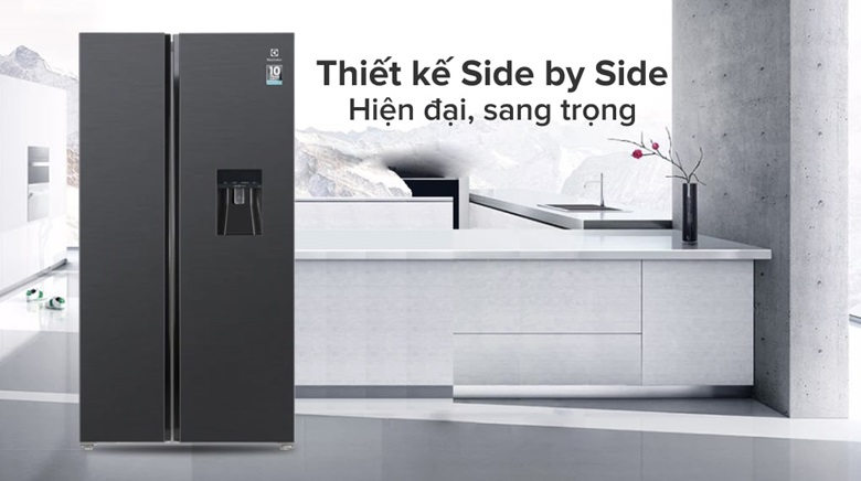 Tủ lạnh Electrolux ESE6141A-BVN - Sang trọng, hiện đại với kiểu tủ Side by Side