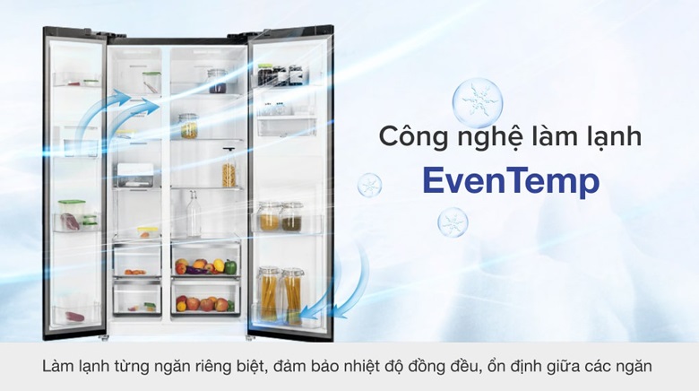 Tủ lạnh Electrolux 571 lít ESE6141A-BVN - Duy trì nhiệt độ ổn định, tỏa hơi lạnh khắp không gian tủ nhờ công nghệ làm lạnh EvenTemp