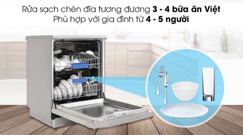 Máy rửa bát độc lập Bosch SMS63L08EA - Rửa được chén đĩa 3 - 4 bữa ăn Việt