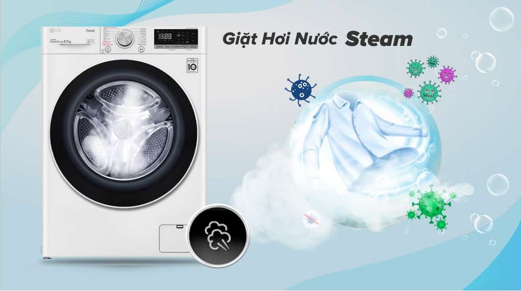 Máy giặt LG Inverter 8.5 kg FV1208S4W - công nghệ giặt hơi nước Steam