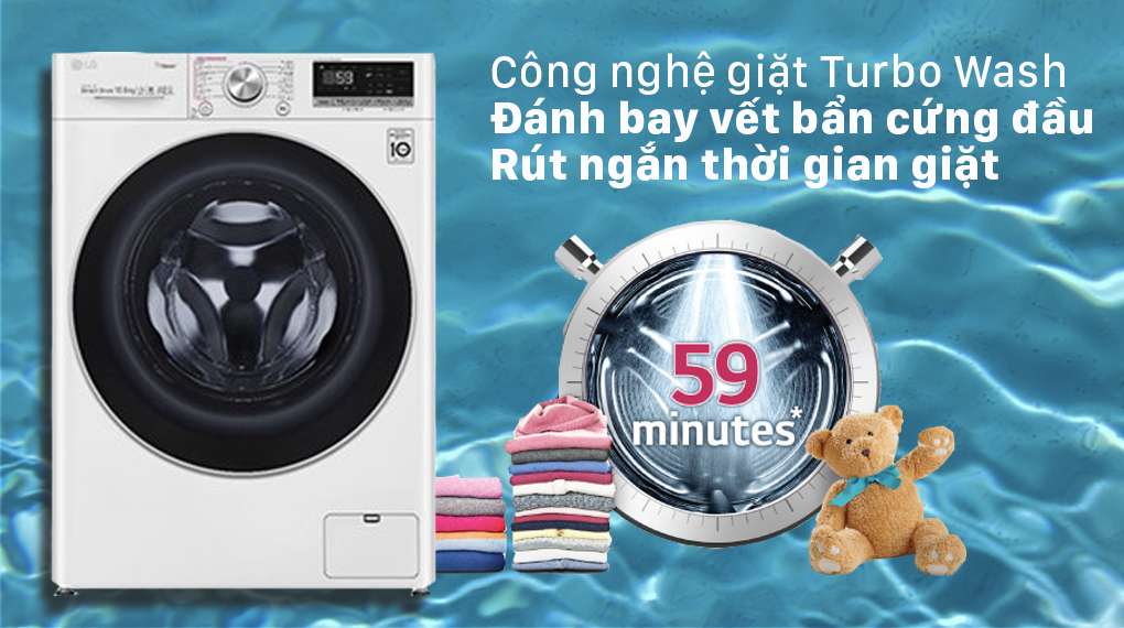 Máy giặt LG Inverter 10.5 kg FV1450S3W2 - Công nghệ giặt Turbo
