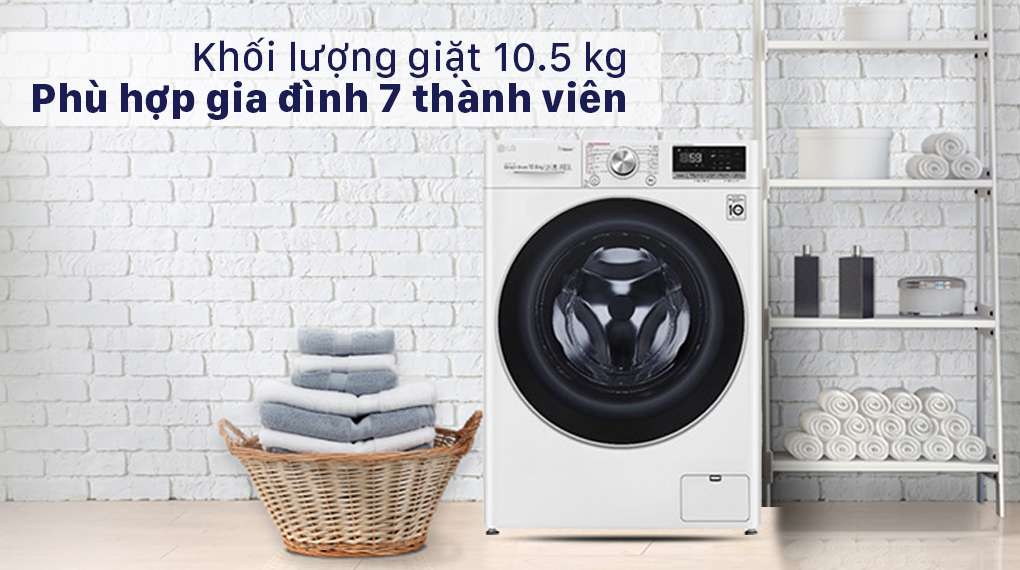 Máy giặt LG Inverter 10.5 kg FV1450S3W2 - khôi lượng 10.5 kg