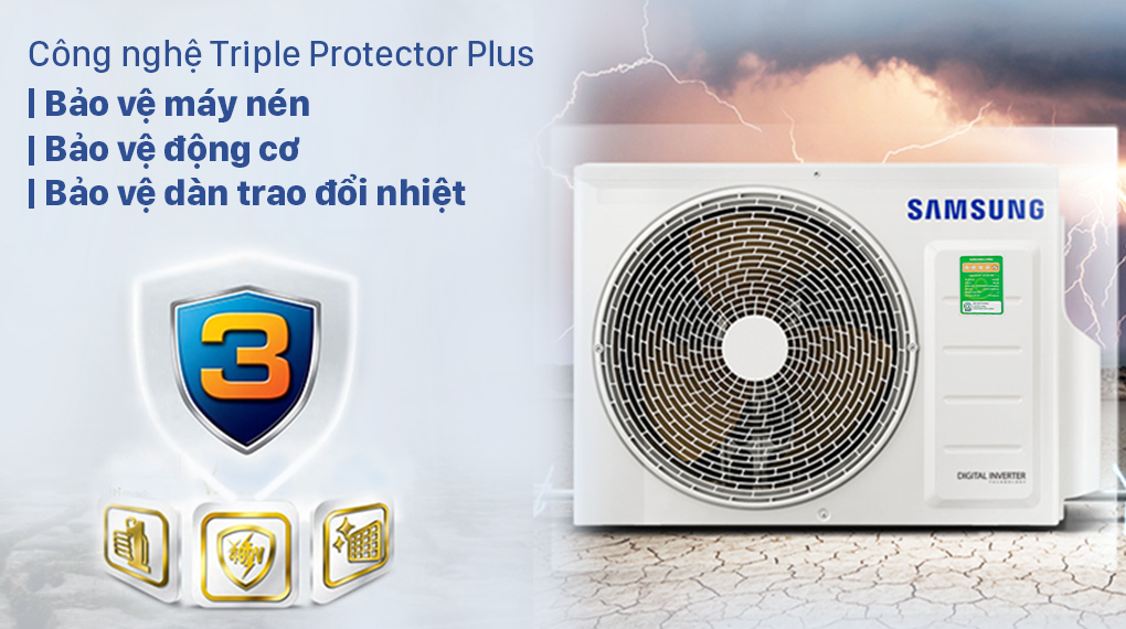 Điều hòa Samsung Wind-Free Inverter 9400 BTU AR10TYGCDWKNSV - Công nghệ Triple Protector Plus 