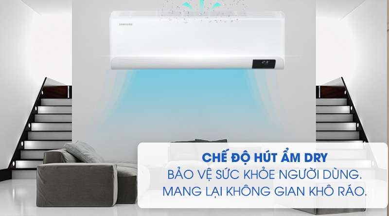 Điều hòa Samsung Wind-Free Inverter 21500 BTU AR24TYGCDWKNSV-Tạo không gian khô ráo, bảo vệ sức khỏe người dùng với chế độ hút ẩm