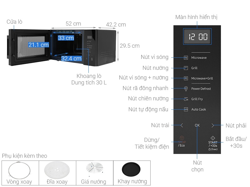 Lò vi sóng Samsung MG30T5018CK/SV