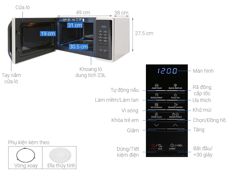 Lò vi sóng Samsung MS23K3513AS/SV